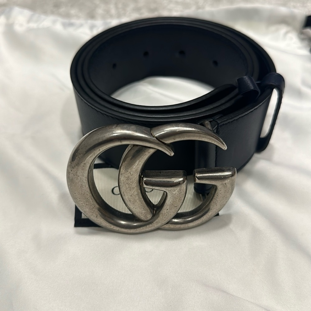 Navy Gucci Belt Size 80